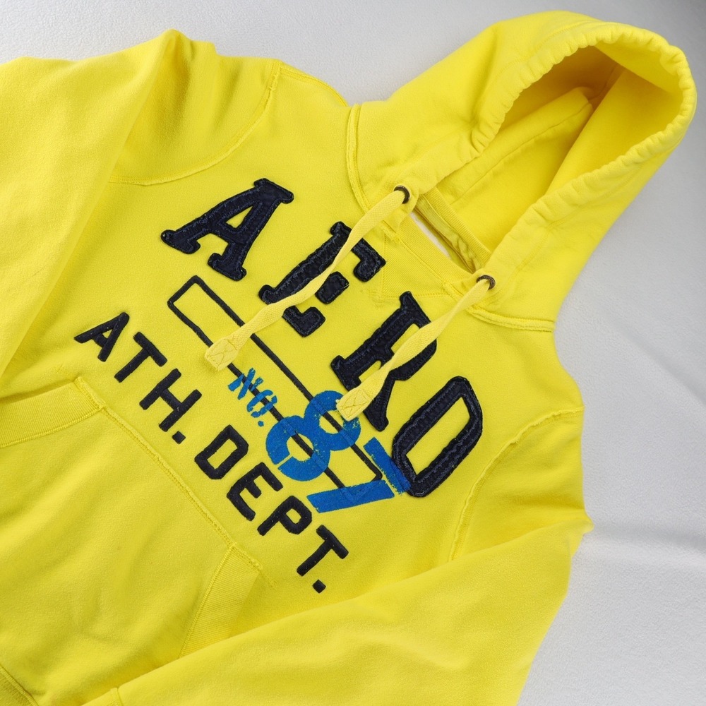 Aeropostale Mens Yellow Aero 87 Ath Dept‎ Graphic Hoodie Size Medium Y2K